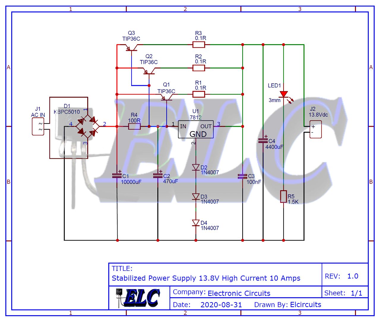 Stabilized Power Supply 13.8V High Current 10 Amps