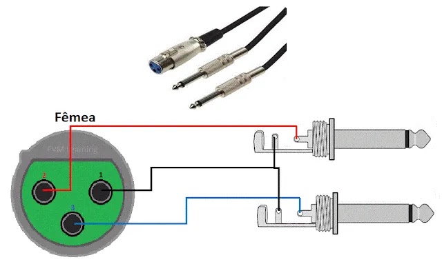 XLR female → 2× 1/4" TS