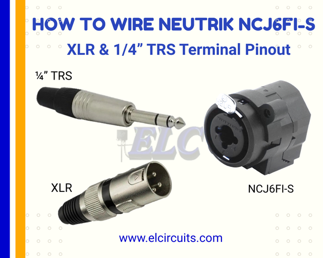 Schematic Wiring of Combined Female XLR / 1/4" Neutrik NCJ6FI-S - elcircuits.com