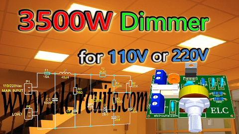 Fig. 1 - 3500W Dimmer for 110V or 220V using TRIAC TIC246M with PCB