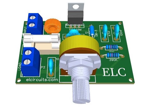 Fig. 3 - PCB - 3500W Dimmer for 110V or 220V using TRIAC TIC246M with PCB
