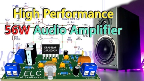 Fig. 1 - High Performance 56W Audio Power Amplifier using LM3876 IC with PCB