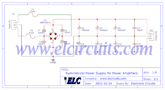 Fig. 3 - Symmetrical Power Supply for Power Amplifiers