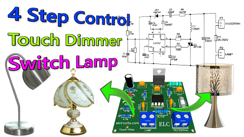 110/220VAC 4 Step Control Touch Dimmer Switch Lamp Circuit with PCB