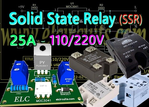 Fig. 1 - 25A - 110/220V Solid State Relay (SSR) Circuits using Triac BTA24-600 With PCB