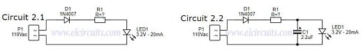 Fig. 4 - Wire LED in 110v or 220V Circuit 2 - ELC