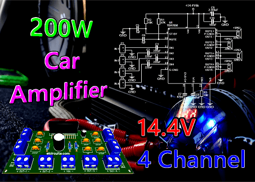 14V 4 Channel 200W MOSFET Quad Bridge Power Amplifier using TDA7850 with PCB