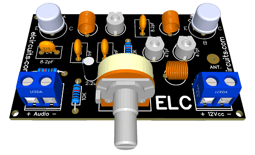 PCB 2.5KM FM transmitter, using transistor 2N3866