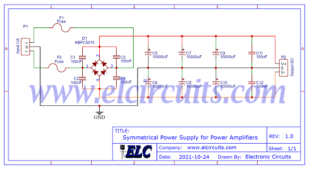 Symmetrical Power Supply for Power Amplifiers